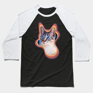 colorful domestic shorthair cat painting Baseball T-Shirt